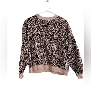 Nike Long Sleeve Boxy Oversized Crew Neck Fleece Sweatshirt - Leopard Print